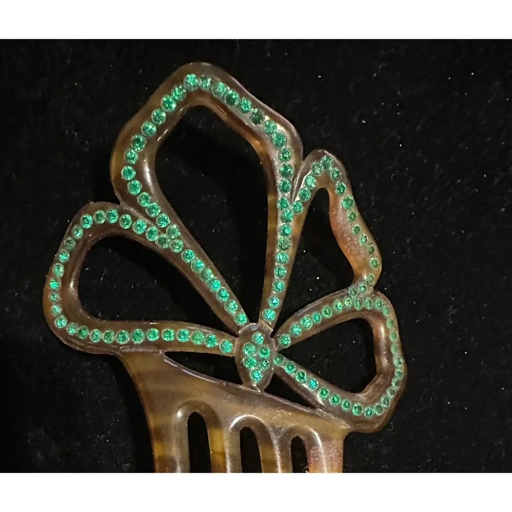 Art Deco Celluloid &‎ Rhinestone Hair Comb